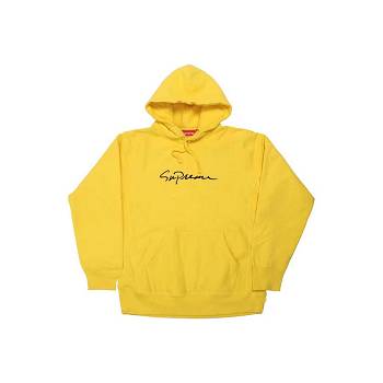 Sudaderas Supreme Classic Script Encapuchado Amarillo | CO322BC